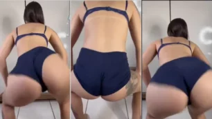 Pamela Alves dançando de forma sedutora com um short justo, mostrando toda sua sensualidade com muita animação nesse bundão maravilhoso