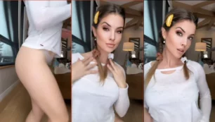 Amanda Cerny do Onlyfans tem um vídeo vazado fazendo striptease de calcinha de tanga