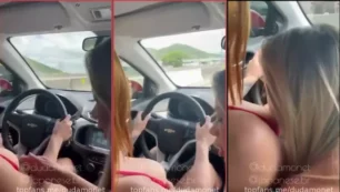 A Japanesebr foi flagrada dando uns beijos nas teta da Duda Monet dentro do carro