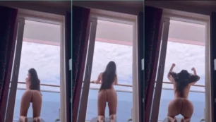 Aline Lary foi flagrada sem roupa em um iate durante a gravação de um filme adulto