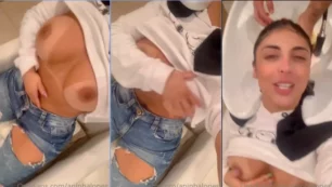 Aninha Lopes sem roupa mostrando as teta no salão de beleza