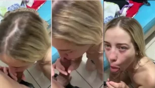 Geovana Ribeiro, a loirinha, fazendo um oral em um cara dotado