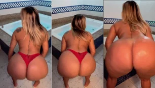 Gostosa do Privacy dançando de forma provocante no motel com tudo à mostra, tanto o bundão quanto a bucetinha