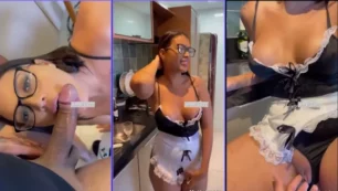 Mari Baianinha, caracterizada como empregada, exibindo suas bucetinha