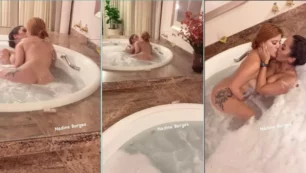 Nadine Borges e uma ruiva se divertindo juntas em um momento íntimo na banheira do motel
