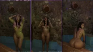 Nataly Ordonez se exibindo sem roupa na piscina do hotel