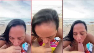 Josy Vania, uma famosa do OnlyFans, ousada, é flagrada fazendo um sexo oral em um homem na praia