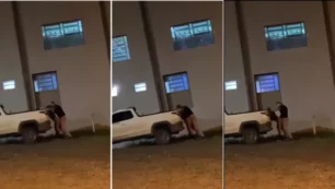 Casal é flagrado fudendo gostoso amateur durante a noite atrás de uma caminhonete