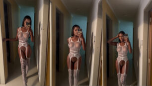 Brenda Perlaza, uma garota bem magrinha, acabou tendo suas fotos vazadas na internet usando calcinha e sem calcinha