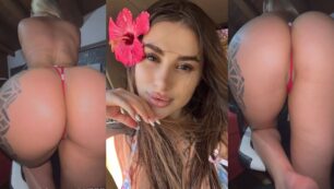 Julia Govea filmou um vídeo em casa mostrando o bundão gostoso com a calcinha bem enfiada