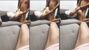 Marido vendo a esposa gemendo enquanto está de quatro no amante