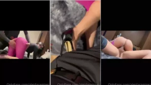Sexo caseiro da Aleida Ramirez mostrando a xoxota com as calças rasgadas