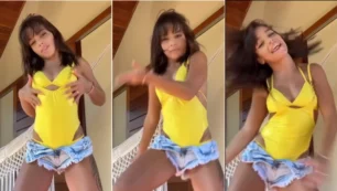 Kamylinha Santos no TikTok, toda soltinha rebolando o bundão delícia, bem safada!