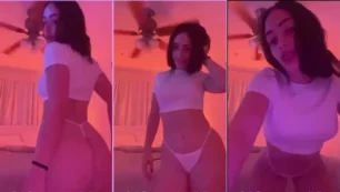 Ameli Olivera bombou na internet ao aparecer dançando de micro calcinha!