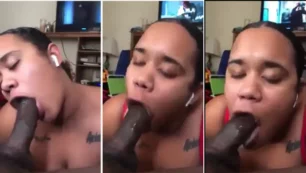 Gordinha safada saboreando um baita membro escuro com um oral bem caprichado