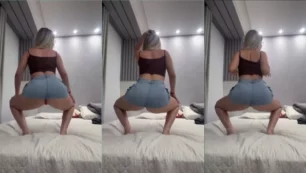 Incesto amador com uma loirinha dançando funk de minissaia, com a calcinha apertando a intimidade dela