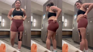 Flagra caseiro do Altheaj69 mostrando o bundão e os encantos no banheiro da academia