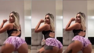 Loira famosa rebolando no funk e mordendo o dedinho com aquele olhar provocante