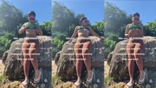 Negras gata se exibindo na praia e se divertindo em público caiu na net