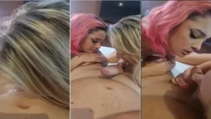 Aline Fischborn se jogando em um pão com ovo duplo no esquema de ménage com uma gatinha novinha