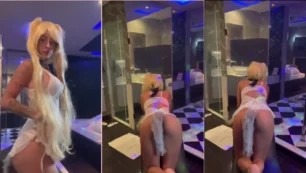 Ingrid Paixão, cheia de ousadia, dançando com um plug anal que tem um rabinho bem charmoso no seu fundinho