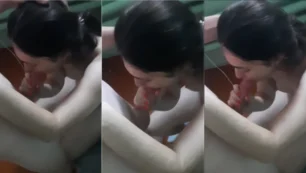 Vídeos incríveis apareceram na internet com uma loira pegando a manha de chupar rola pela primeira vez!