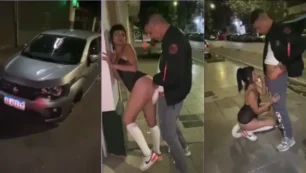 Apareceu na internet um vídeo picante de uma garota de programa se promovendo no meio da rua