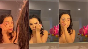Jameliz toda despida se produzindo com a maquiagem