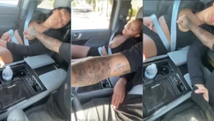 Gostosinha Trappocahontas se divertindo sozinha no carro, bem pertinho do motorista